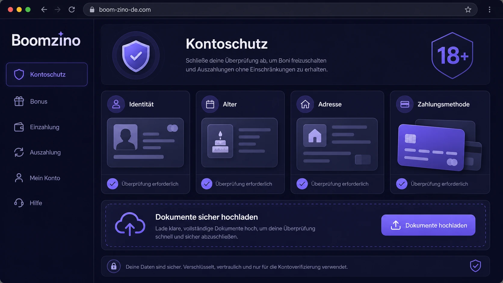 Verifizierung, Zahlungen und Kontoschutz