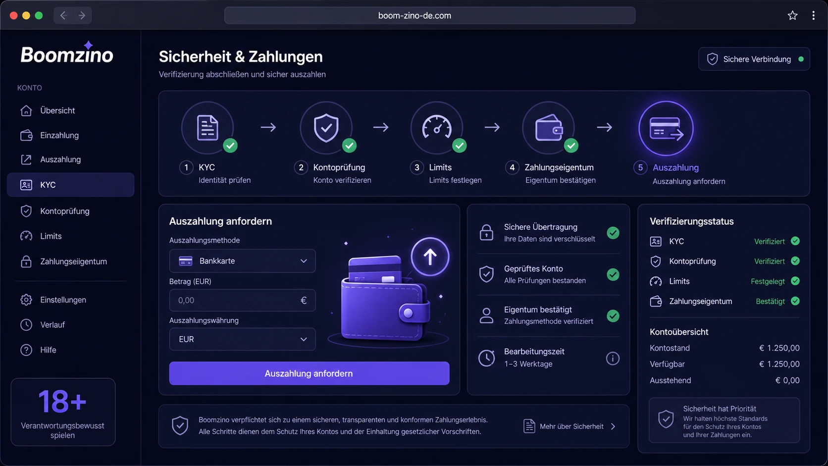 Zahlungen, Auszahlung und Verifizierung