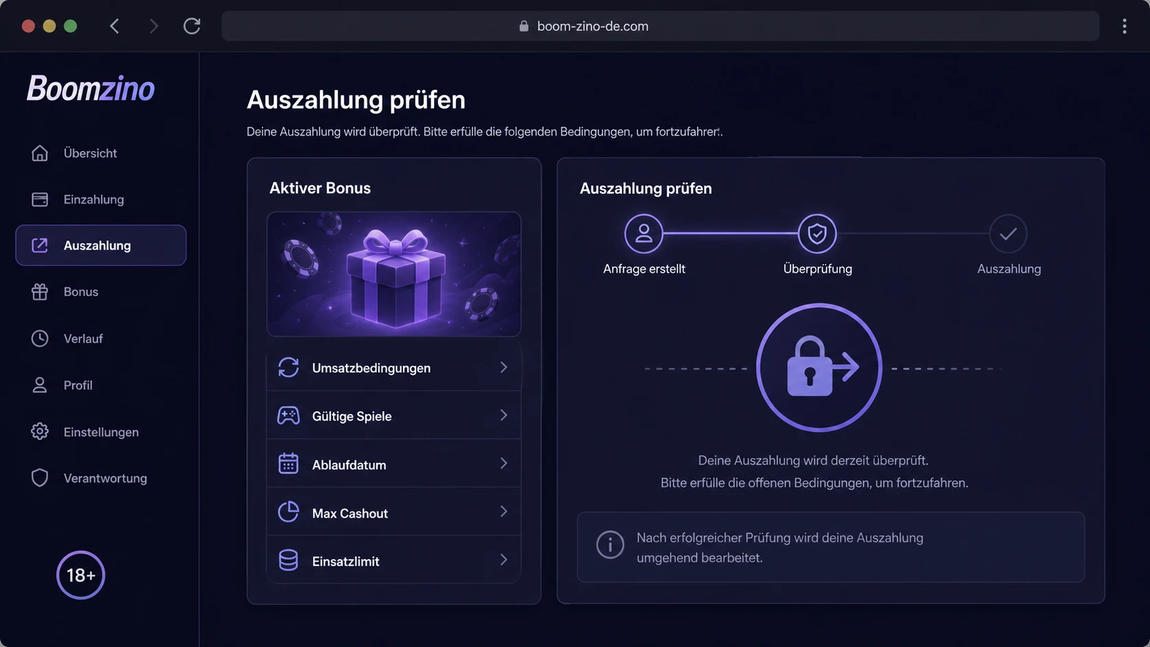 Bonusbedingungen vor der Auszahlung prüfen